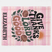 Give Thanks - Personalized Christian Fleece Deken (Voorkant (Horizontaal))