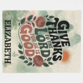 Give Thanks - Personalized Christian Fleece Deken (Voorkant (Horizontaal))