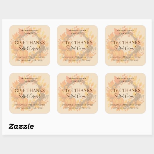 Give Thanks Salted Caramel Candle Label (Vel)