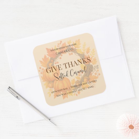 Give Thanks Salted Caramel Candle Label (Envelop)