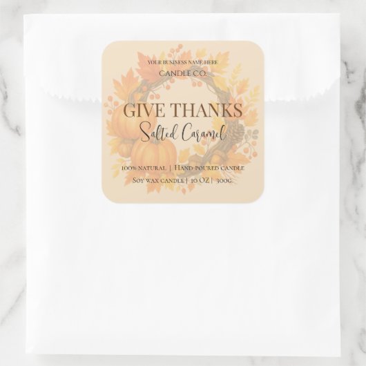 Give Thanks Salted Caramel Candle Label (Tas)