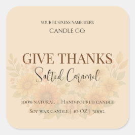 Give Thanks Salted Caramel Candle Label