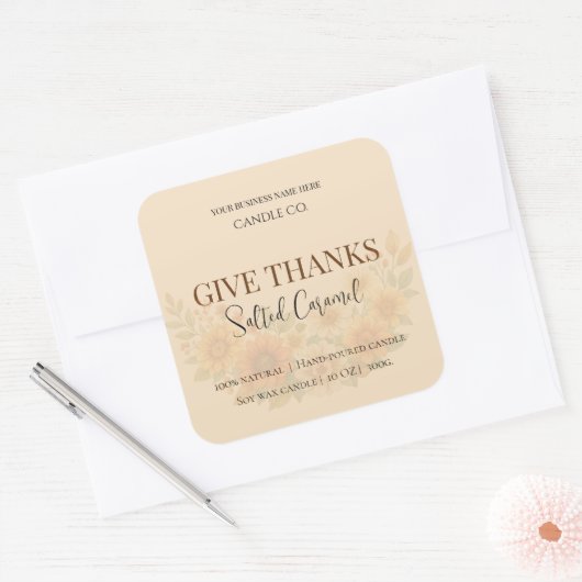 Give Thanks Salted Caramel Candle Label (Envelop)
