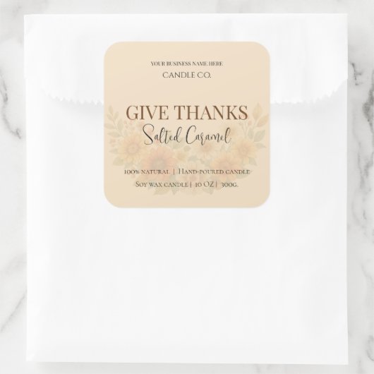 Give Thanks Salted Caramel Candle Label (Tas)