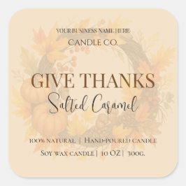Give Thanks Salted Caramel Candle Label