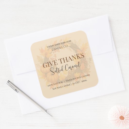 Give Thanks Salted Caramel Candle Label (Envelop)