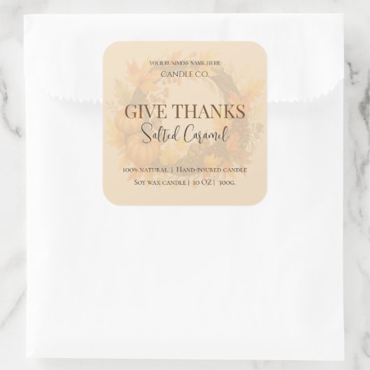 Give Thanks Salted Caramel Candle Label (Tas)