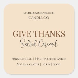 Give Thanks Salted Caramel Candle Label