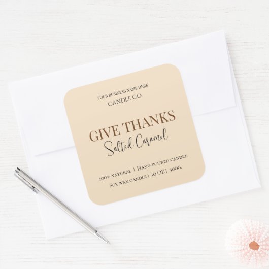 Give Thanks Salted Caramel Candle Label (Envelop)