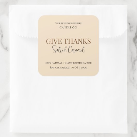 Give Thanks Salted Caramel Candle Label (Tas)