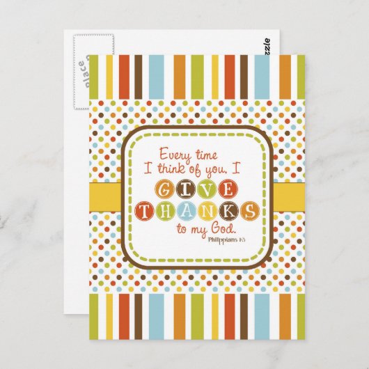 GIVE THANKS Scripting Verse Postcard Briefkaart (Voorkant / Achterkant)