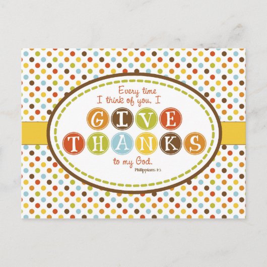 GIVE THANKS Scripting Verse Postcard Briefkaart (Voorkant)