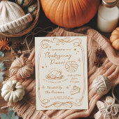 Give Thanks Thanksgiving Dinner Rustic Invitation Kaart