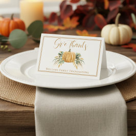 Give Thanks Thanksgiving Gratitude Place Card Kaart