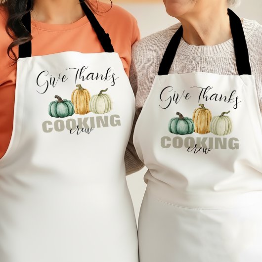 Give Thanks Thanksgiving Pumpkins Cooking Crew Schort