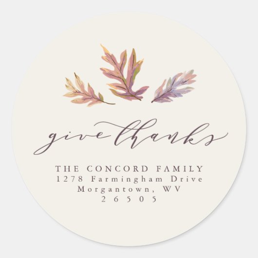 Give Thanks Thanksgiving retouradres sticker (Voorkant)