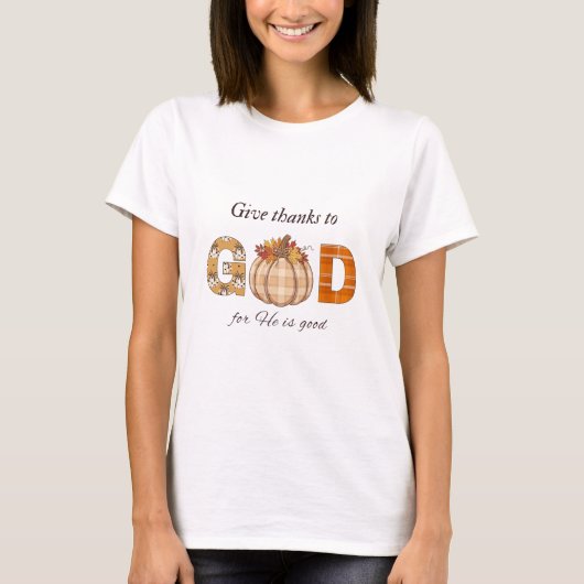 Give Thanks to God Fall Pumpkin Art T-shirt (Voorkant)