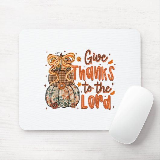 Give Thanks To The Lord Fall Christian Cross Coque Muismat (Met muis)