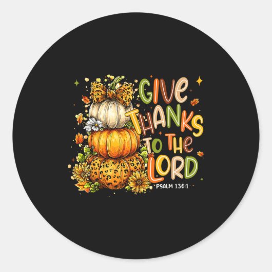 Give Thanks To The Lord Fall Christian Cross Coque Ronde Sticker (Voorkant)