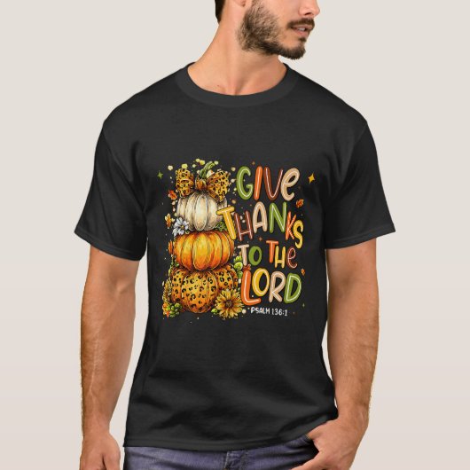 Give Thanks To The Lord Fall Christian Cross Coque T-shirt (Voorkant)
