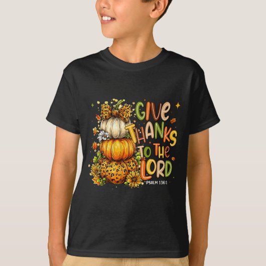 Give Thanks To The Lord Fall Christian Cross Coque T-shirt (Voorkant)