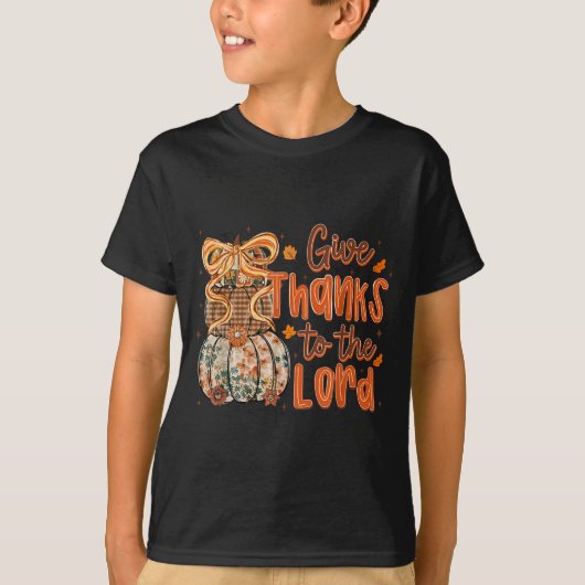 Give Thanks To The Lord Fall Christian Cross Coque T-shirt (Voorkant)