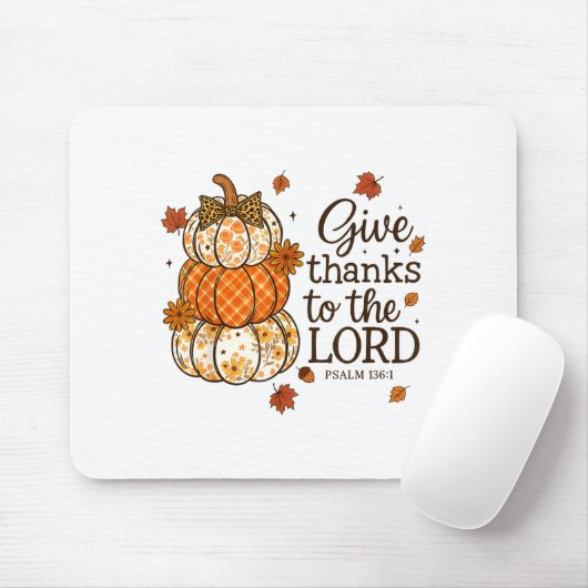 Give Thanks To The Lord Fall Christian Pumpkin Coq Muismat (Met muis)