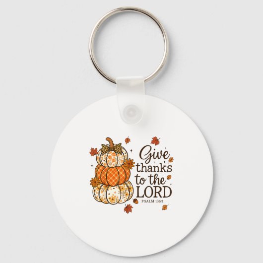 Give Thanks To The Lord Fall Christian Pumpkin Coq Sleutelhanger (Voorkant)