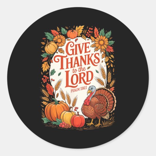 Give Thanks To The Lord Fall Pumpkin Thanksgiving  Ronde Sticker (Voorkant)