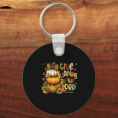Give Thanks To The Lord Fall Pumpkin Thanksgiving Sleutelhanger (Voorkant)