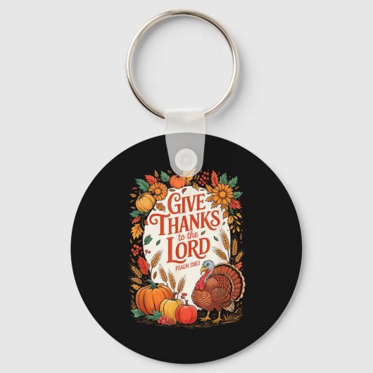 Give Thanks To The Lord Fall Pumpkin Thanksgiving Sleutelhanger (Voorkant)