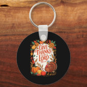 Give Thanks To The Lord Fall Pumpkin Thanksgiving Sleutelhanger (Voorkant)