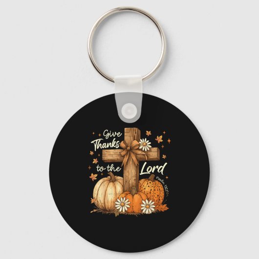 Give Thanks To The Lord Fall Pumpkin Thanksgiving Sleutelhanger (Voorkant)