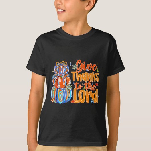 Give Thanks To The Lord Fall Pumpkin Thanksgiving  T-shirt (Voorkant)