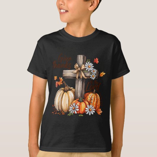 Give Thanks To The Lord Fall Pumpkin Thanksgiving  T-shirt (Voorkant)