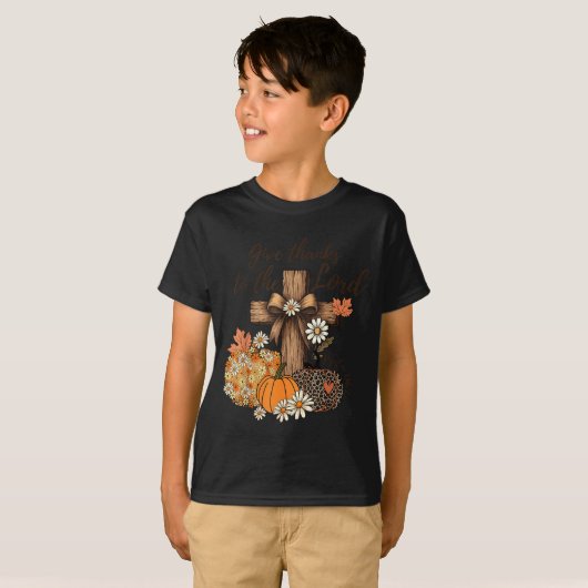 Give Thanks To The Lord Fall Pumpkin Thanksgiving  T-shirt (Voorkant volledig)
