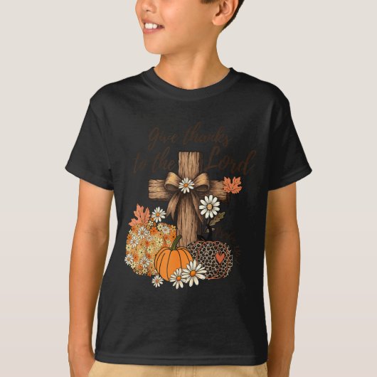 Give Thanks To The Lord Fall Pumpkin Thanksgiving  T-shirt (Voorkant)