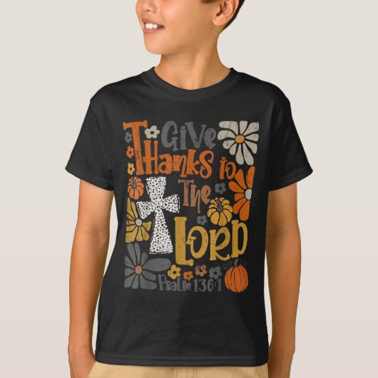Give Thanks To The Lord Floral Boho Retro Thanksgi T-shirt (Voorkant)