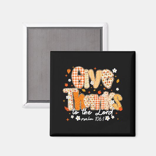 Give Thanks To The Lord Lace Christian Fall Autumn Magneet (Voorkant / Achterkant)