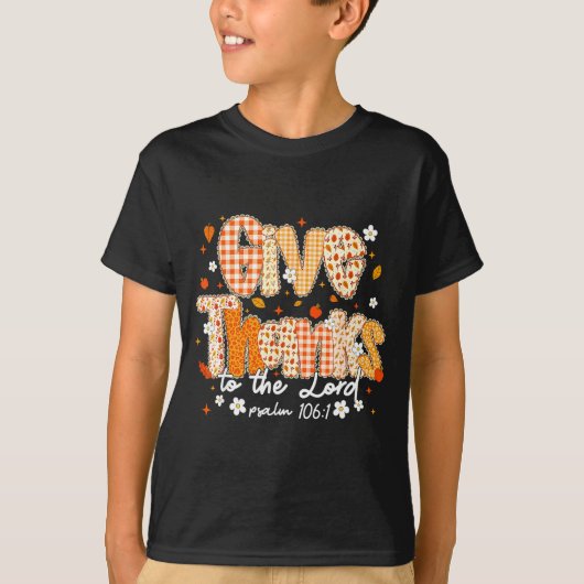 Give Thanks To The Lord Lace Christian Fall Autumn T-shirt (Voorkant)