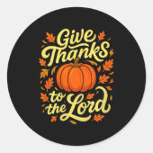 Give Thanks To The Lord Pumpkin Christian Fall Des Ronde Sticker (Voorkant)