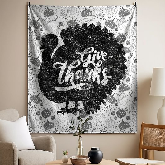 Give Thanks Turkey Thanksgiving Vintage Wandkleed