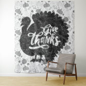 Give Thanks Turkey Thanksgiving Vintage Wandkleed (In situ)