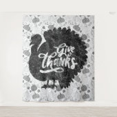 Give Thanks Turkey Thanksgiving Vintage Wandkleed (Voorkant)
