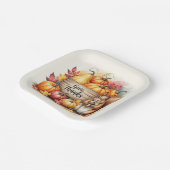Give Thanks – Whimsical Squirrel & Pumpkin Harvest Papieren Bordje (Gebogen)