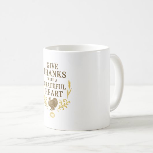Give Thanks with a Grateful Heart Mug | Rustic Lux Koffiemok (Voorkant rechts)