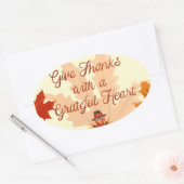 Give Thanks With a Grateful Heart Thanksgiving Ovale Sticker (Envelop)
