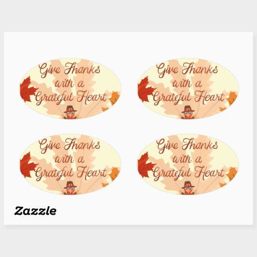 Give Thanks With a Grateful Heart Thanksgiving Ovale Sticker (Vel)