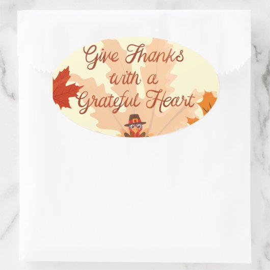Give Thanks With a Grateful Heart Thanksgiving Ovale Sticker (Tas)