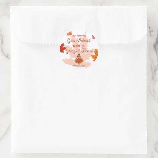 Give Thanks With a Grateful Heart Thanksgiving Ronde Sticker (Tas)
